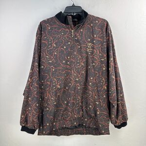 Vtg‎ Sunice Jacket Men L Black Brown Phantom Horse Half Zip Crew Neck 90s Golf